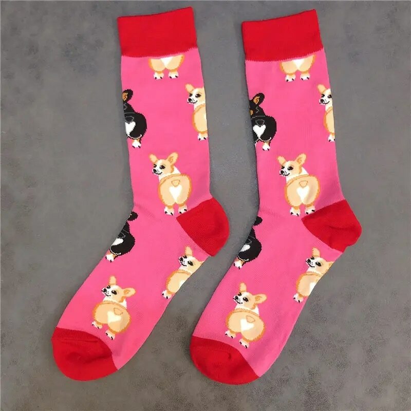 Calcetines tobilleros de algodón para mascotas pequeñas, calcetín corto con diseño divertido de Corgi galés, corazón, culo, amor, globo, trasero, Perro Japonés, Shiba Inu