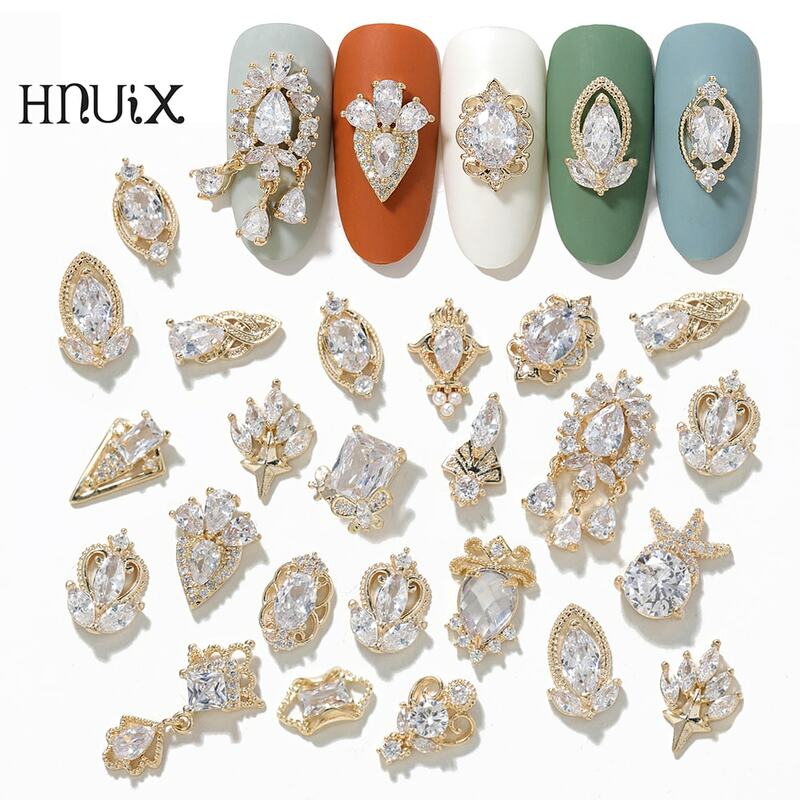 Newest 2Pieces Lot Pendant Chain 3D Alloy Butterfly Nail Art Zircon Pearl Metal Manicure Nails DIY Accessories Nail Decoration