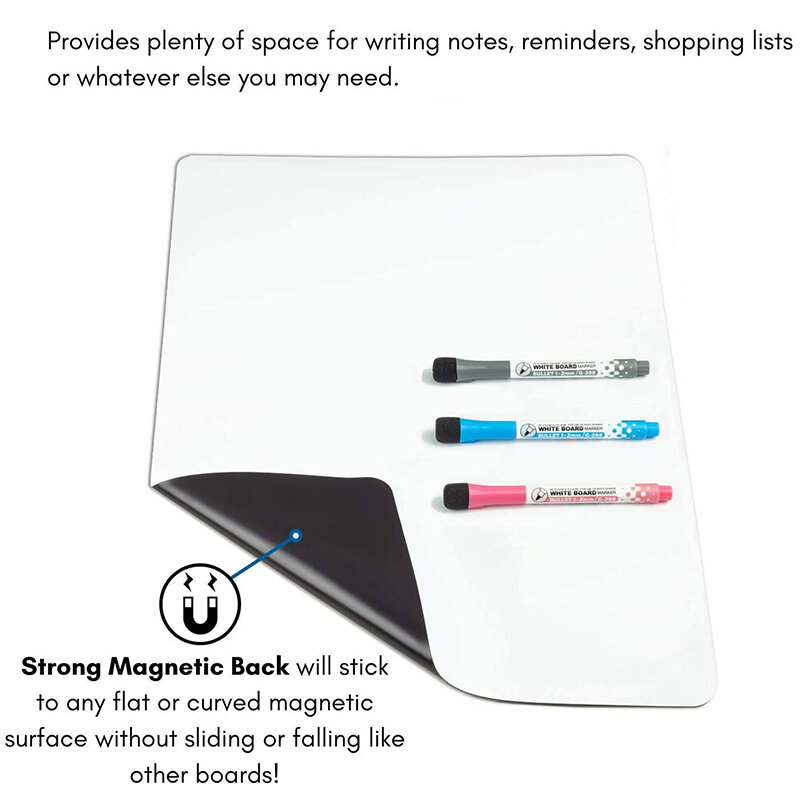 Quadro branco magnético apagável com ímã de geladeira, para escrever mensagens de ensino, planejador de escrita, excluir arquivo de tamanho a5