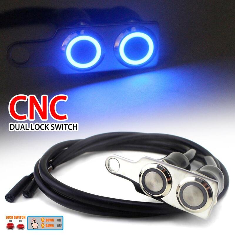 12V impermeable LED Halo motocicleta manillar interruptor doble ON-OFF botón