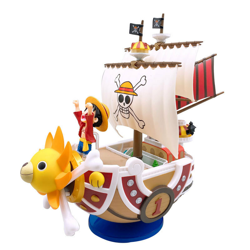 Figura de barco de una pieza Luffy, modelo de juguete periférico Super lindo, Mini barco ensamblado, modelo de nave de una pieza, caja ciega, regalo de cumpleaños para niños