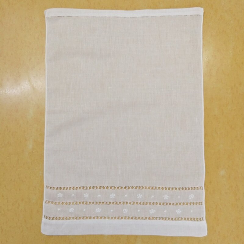 ชุด12แฟชั่นเกสต์ Toweles สีขาว Hemstitch ผ้าขนหนูปัก Floral14x22/28x44-Inches
