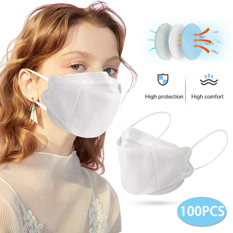 Masque facial d'extérieur pour adultes, protection contre les gouttelettes et la brume, Non tissé, lavable, 5 à 100 pièces