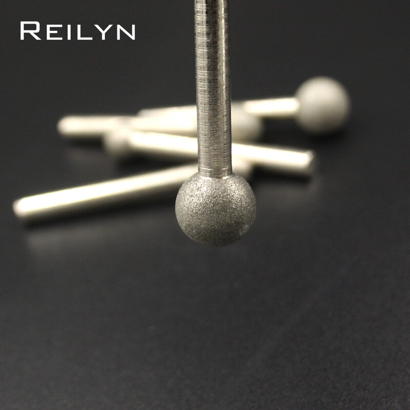 Reilyn-Mèches de polissage pour pierre, tête ronde 6mm, tête à bille, diamant émeri 120 #6mm-18mm, 1 pièce