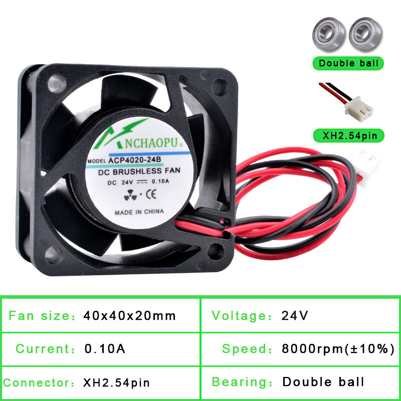 ACP4020 4Cm 40Mm Fan 40X40X20Mm DC5V 12V 24V Cooling Fan Voor omvormer Router Inverter Voeding