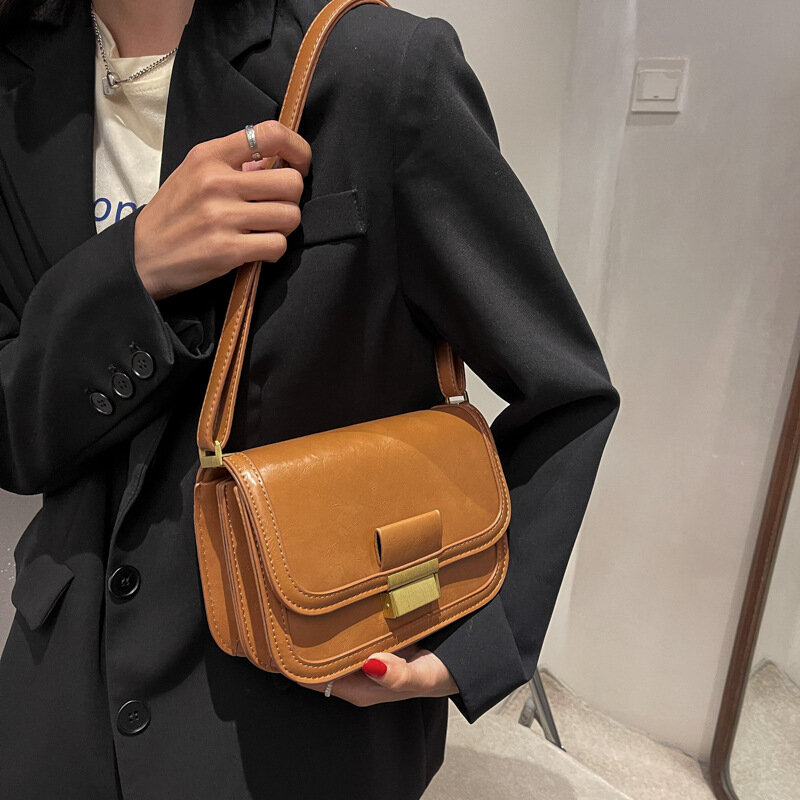 Retro Casual Women Totes Shoulder Bags New Handle Small Square Bag Women Luxury Handbag Purse Fashion Solid Color Crossbody Bag
