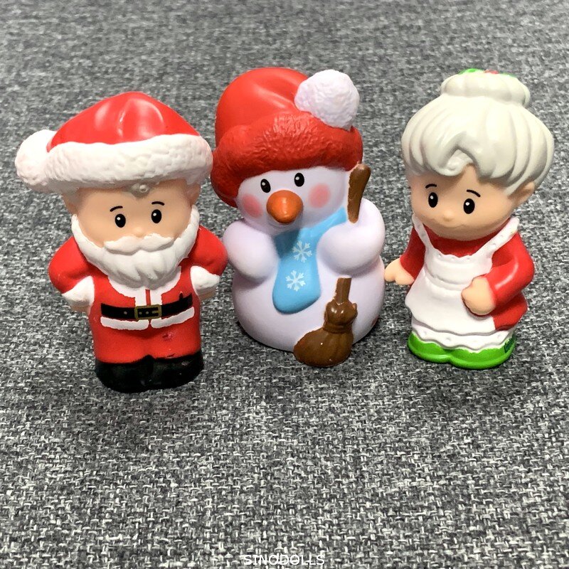 3pcs/lot Fisher Little 2inch People toys Santa Claus Snowman cartoon action figures Kids toys gift