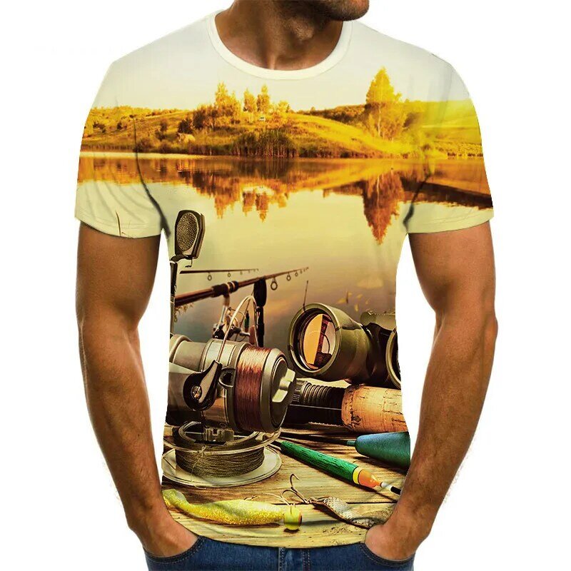2020 new T-shirt men's casual 3D printed T-shirt personalized cool design fish print hip-hop T-shirt Harajuku shirt T-shirt