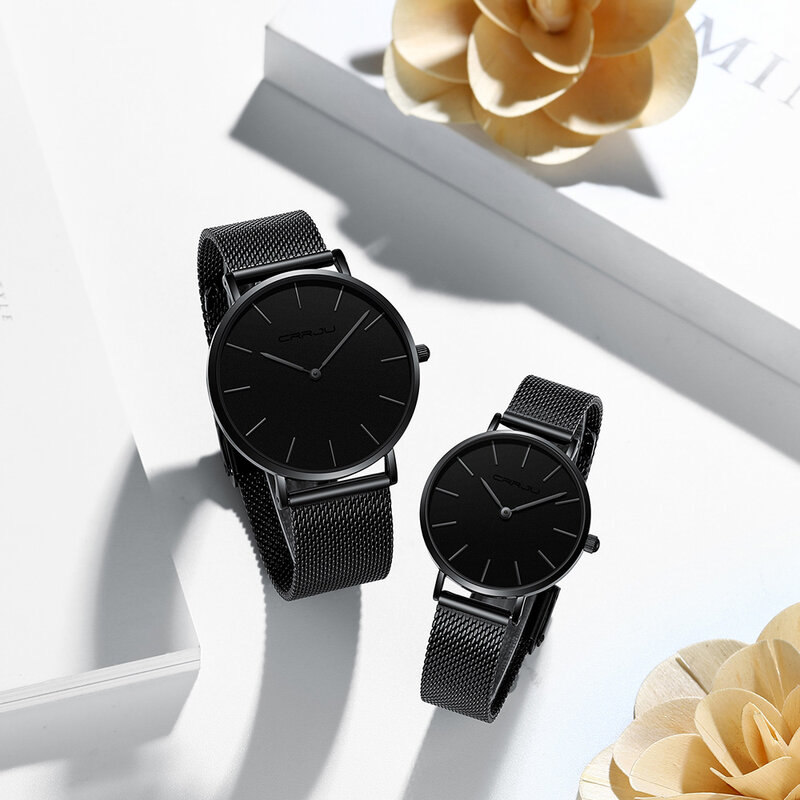 Crrju Nieuwe Paar Horloge Top Merk Japan Beweging Mode Horloge Waterdicht Gentleman Horloge Dames Exquisite Quartz Klok