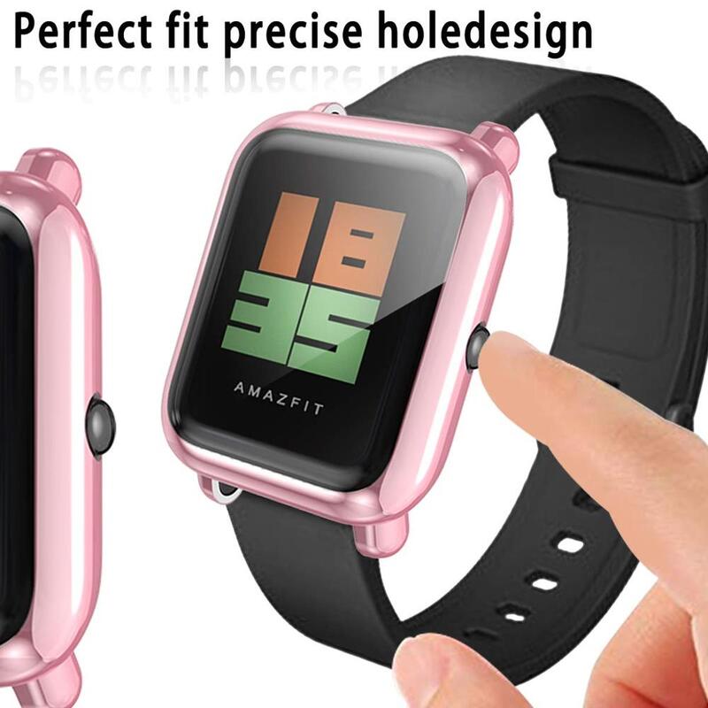Slim TPU Screen Protector Case para Huami Amazfit Bip Young Watch, capa de moldura colorida, capa protetora