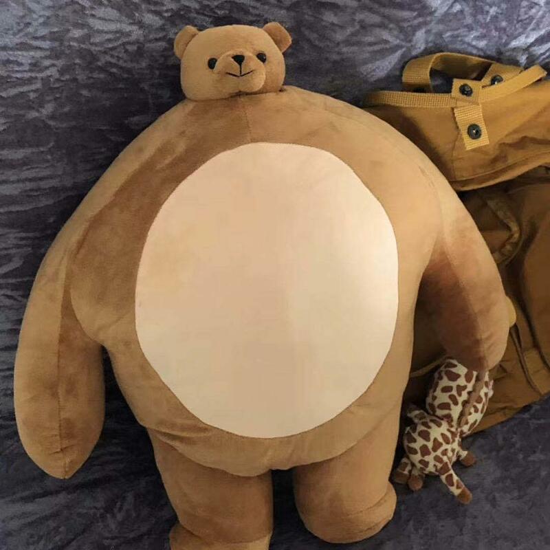 Ins Popular cabeza pequeña cuerpo grande oso marrón juguete relleno elefante mapache novio abrazo almohada silla cojín trasero regalo de cumpleaños