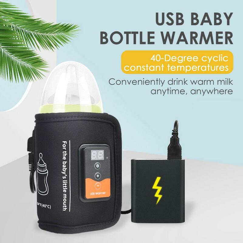 Bolsa calentadora de biberones USB, calentador de leche, calentador de biberones para el cuidado del bebé, dispositivo de leche caliente inteligente, portátil y ajustable