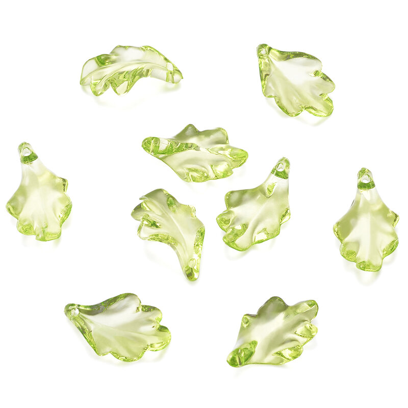 50 buah liontin daun akrilik transparan jimat menjuntai hijau muda untuk membuat perhiasan DIY kalung perlengkapan Anting