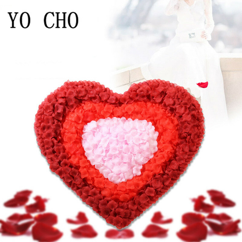 YO CHO-pétalos de rosa apilados para decoración de sala de bodas, accesorios de boda de simulación, 100 piezas por paquete