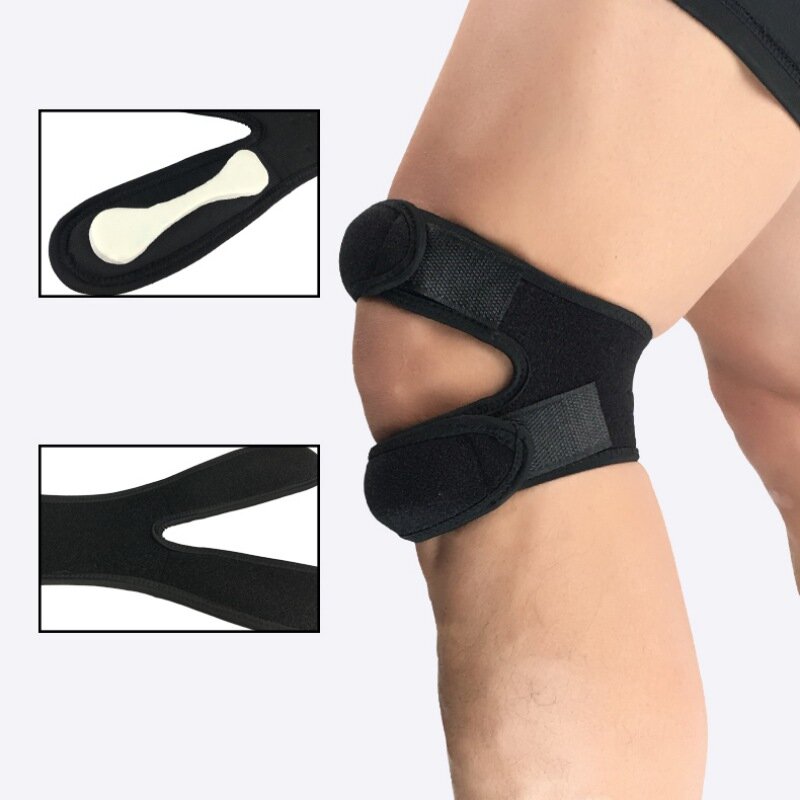 Novo joelho buraco joelheira pressurizado joelho envoltório manga suporte bandagem almofada elástica cintas de segurança basquete tênis ciclismo 1pc