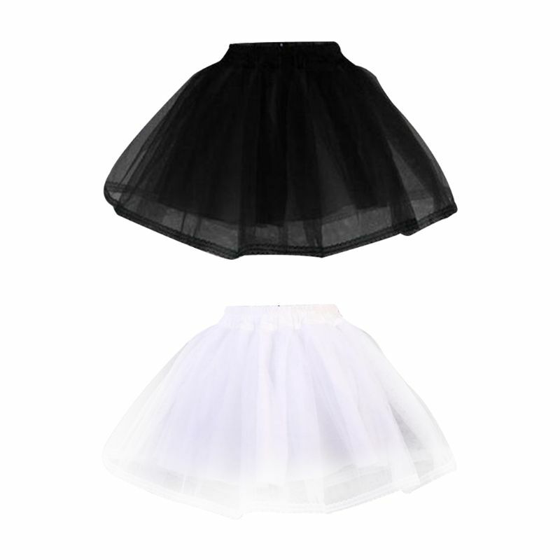Women Girls Double Layers Solid Color Short Tulle Petticoats Elastic Waistband A Line Mesh Underskirt Crinolines For Dropship