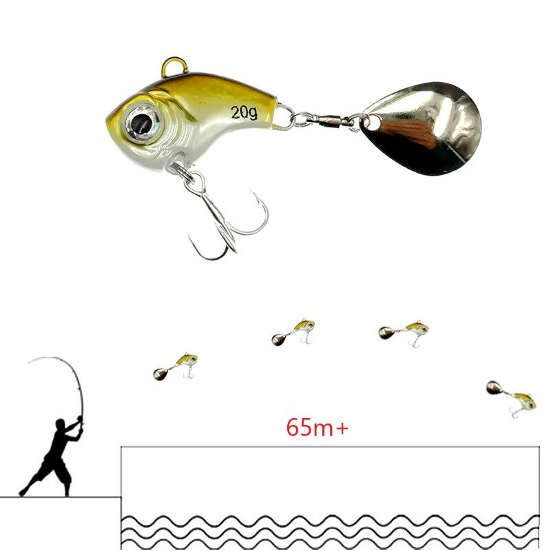 Lubit Deracoup Tail SpinnerโลหะVIBเหยื่อตกปลาเหยื่อตกปลา5/10/15/20G Jigsปลาเทราท์ฤดูหนาวตกปลาHardเหยื่อJigging Lure