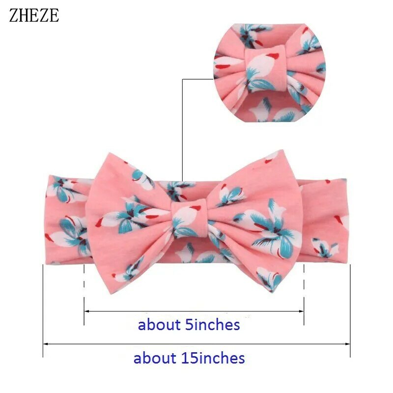 1PC 5'' Trendy Kids Hairband Floral Cotton Infantile 5"Bow Headband Elastic Girl DIY Hair Accessories For Baby