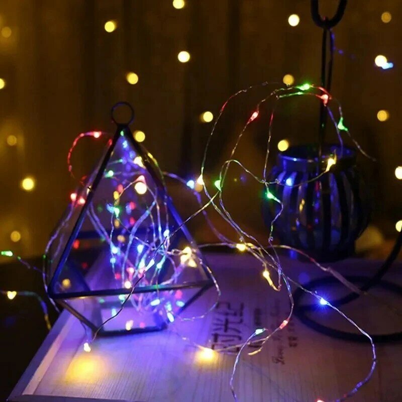 LEDミニライトガーランド,2 m,1m,妖精,銅線,電池式,クリスマス,誕生日,家の装飾,電池式
