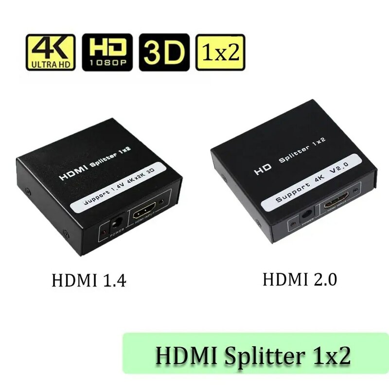 4K HDMI Splitter Withcer 1X2 1X4 1X8 1 Dalam 2 Keluar HDMI Distributor HDMI HDCP 1.4 1080P dengan Power Plug untuk HDTV, DVD Player, PS4