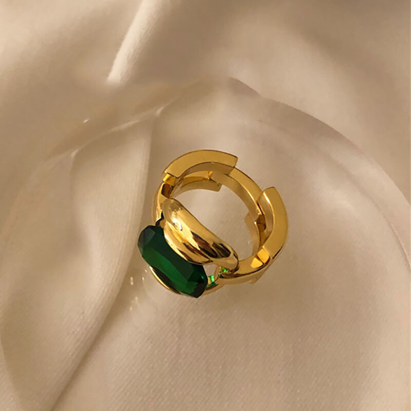 Cincin Pesta Perak Murni 925 Hadiah Perhiasan Pengantin Elegan Batu Hijau Antik Berlapis Emas Prancis untuk Wanita Pasangan