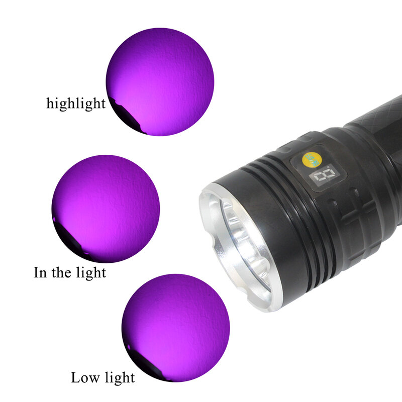 Linterna Led UV 18650 impermeable IPX4, linterna ultravioleta de 18 T6, LED UV de 9000 lúmenes, recargable por USB, para acampar