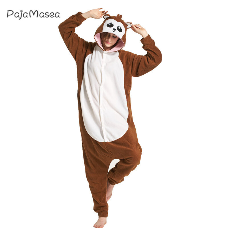 Baboon Adult tutina Animal Cosplay Boy Men pigiama Cartoon Fleece tuta da donna tuta Homewear Onsie Costume Raccoon Kigurumi