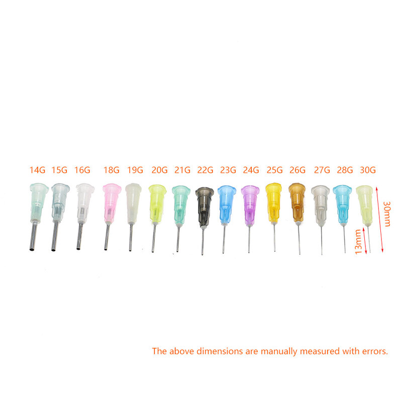 50pcs Straight Precision Liquid  Syringe Dispenser Needles Tips 14/15/16/18/19/20/21/22/23/24/25/26/27/28/30G