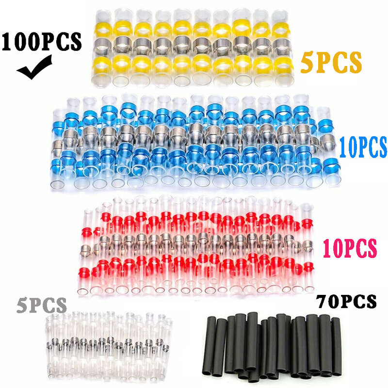 100pcs Heat Shrink Tube Sleeves Solder Seal Shrinkable Splice Waterproof Wires Connectors Cable Terminal Electrical Connector