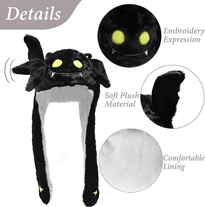 Ear Moving Jumping Hat Funny Plush Ghost Hat Unisex Earflaps Movable Ears Hat Cosplay Halloween Party Hat for Kids Boys Girls
