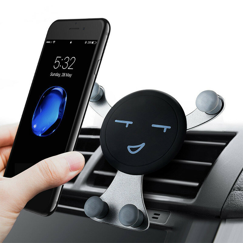 Dudukan ponsel Mobil gravitasi, klip ventilasi udara, dudukan wajah senyum, dukungan GPS untuk iPhone 12 Pro Max Xiaomi Samsung