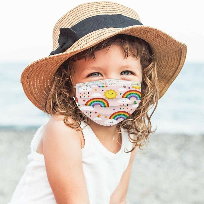 子供用の伸縮性のある3層フェイスマスク,使い捨ての落書きパターンの美しいフェイスマスク,#30