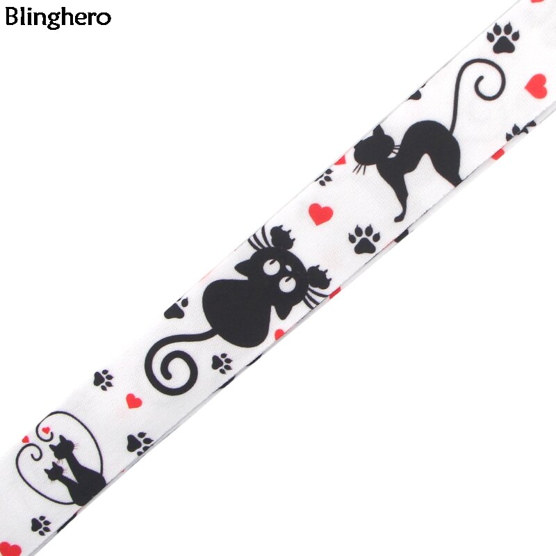 Blinghero – lanière de cou imprimée de chats mignons, support de téléphone pour clés, accessoires pour enfants, femmes et hommes, sangles de cou élégantes, cordes suspendues BH0179