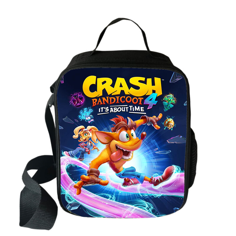 Juego Crash Bandicoot-bolsas protectoras para el almuerzo para niños y niñas, de viaje, para Picnic, almacenamiento de alimentos frescos, Mini bolsa de mensajero para estudiantes