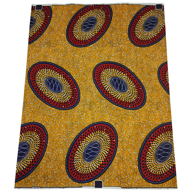 Tela estampada de poliéster amarillo, tejido de cera africana con patrón de Pagne garantizado, novedad de 2019
