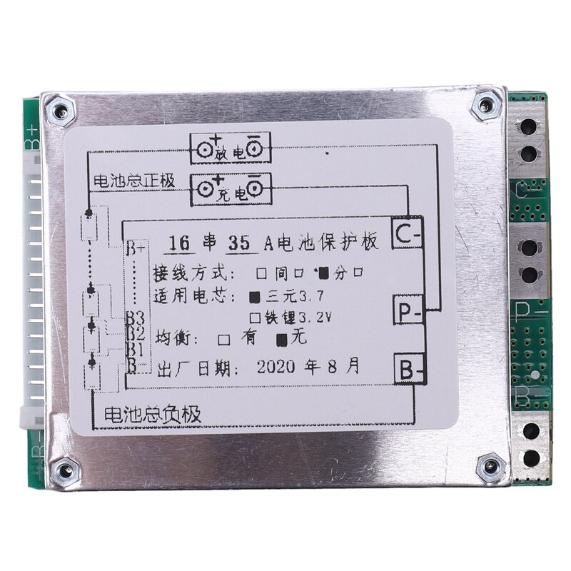 Carte de protection PCB avec onduleur d'énergie UPS, 16S, 60V, 35A, batterie Eddie Ion Lithium 18650, BMS