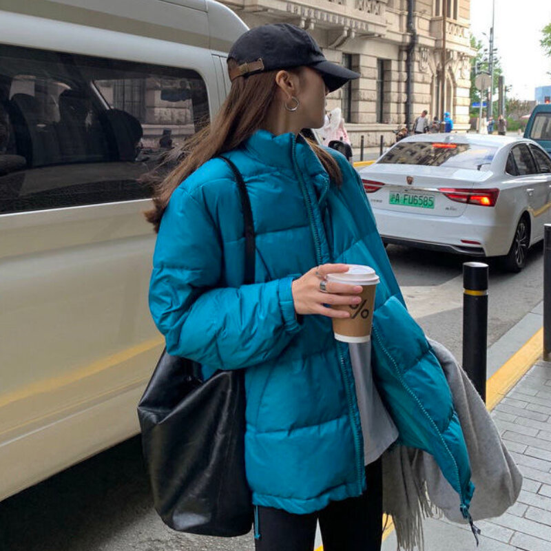 Parkas Frauen Fashion Solid Koreanische Stil Winter Zip-up Casual Baggy Gemütliche Warme Padded Alle-spiel Straße Harajuku oberbekleidung Beliebte