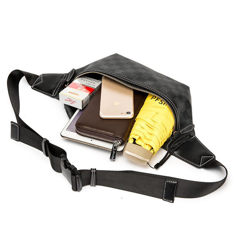GO-LUCK Brand Design Men Waist Pack Leather Crossbody Fanny Bags Men's Shoulder Bags Leisure Trip Street Sport Packs