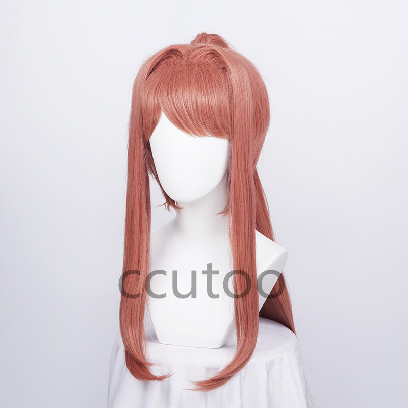 Doki Doki Literature Club Monika Wigs DDLC 95cm Long Heat Resistant Synthetic Hair Perucas Cosplay Wig +Wig Cap