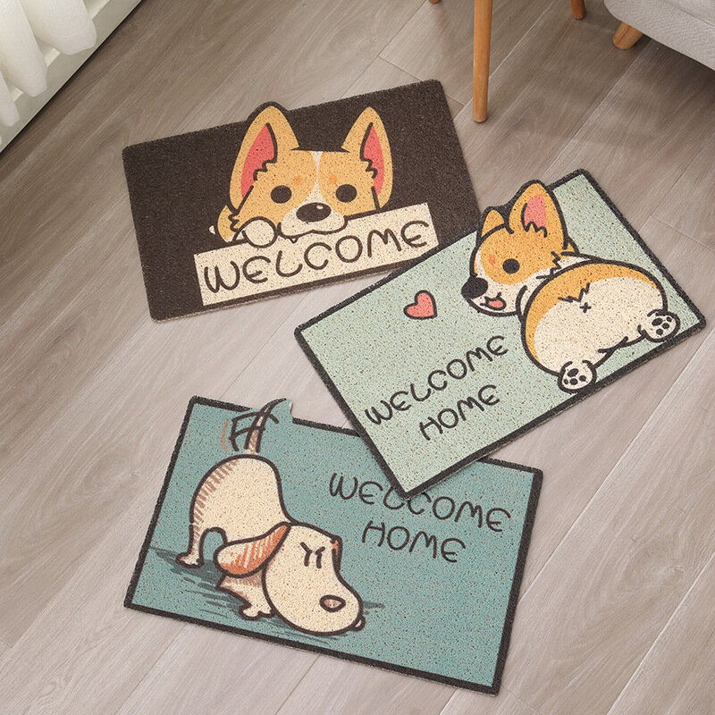 Karpet Anak-anak Kartun Pintu Tikar Kamar Kucing Karpet Rumah Tangga Hewan Anjing Cetak PVC Keset Kamar Mandi Pintu Masuk Antilicin Karpet Kawaii