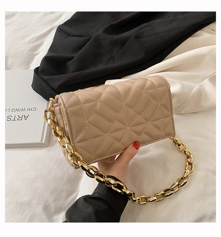 ZA Fashion Women Hand Bag Brand PU Leather Shoulder Bag for Lady Handbags Small Handbag for Women bag Soft Gold Metal Chain