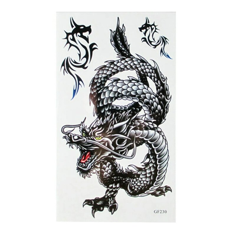 Calcomanía desechable de dragón, impermeable, arte corporal, tatuaje temporal, pegatina