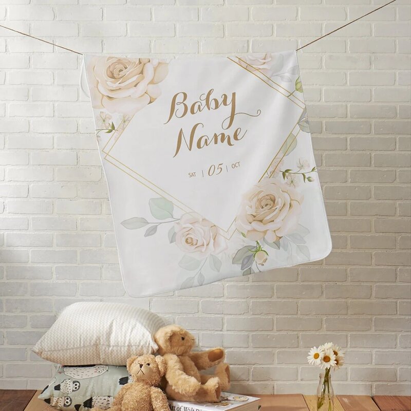 Lvyziho manta de bebê personalizada com flores, manta para bebês de 30x40 / 48x60 / 60x80 polegadas, cobertor de lã