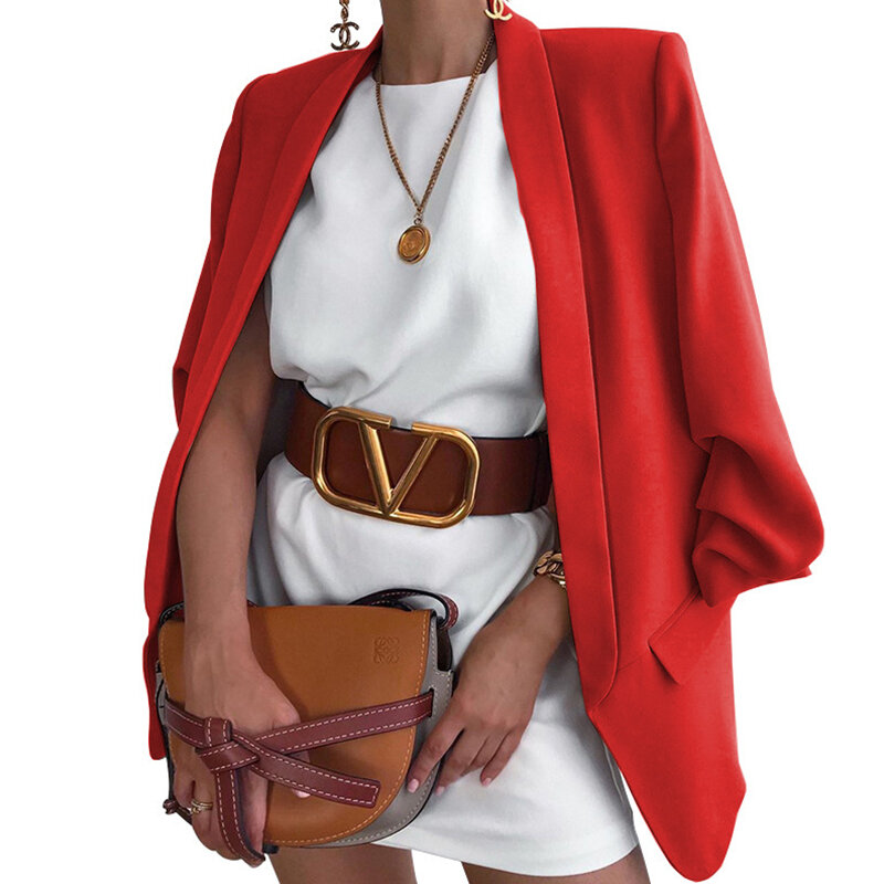Chaqueta holgada de oficina para mujer, traje urbano elegante, Blazer básico, informal, a la moda
