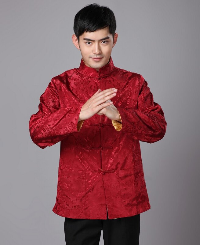 double-sided wearing shirt jacket рубашка chunqiu men's couple festive photo photography long sleeve shirt Chinese Tang suit