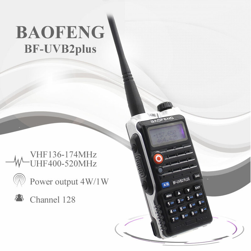 Baofeng uvb2 plus UV-B2 rádio em dois sentidos banda dupla vhf/uhf walkie talkie 128ch interfone BF-UVB2 ham cb rádio handheld transceptor