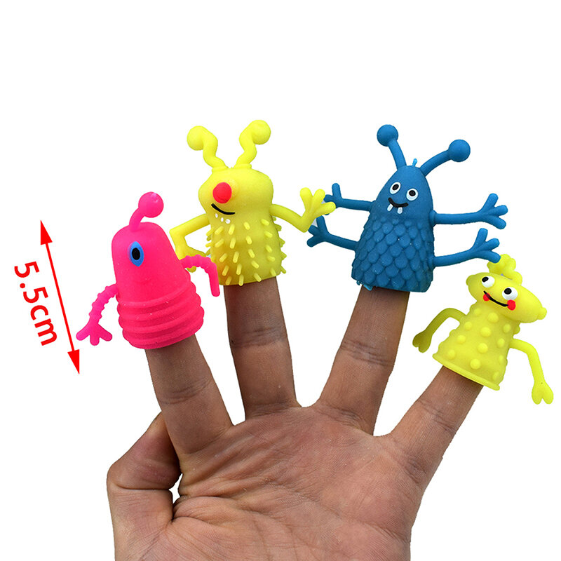 4Pcs/Set Novelty Plastic Cute Expression Hand Puppets Children Kids Finger Puppets Toy Parents Storytelling Props Christmas