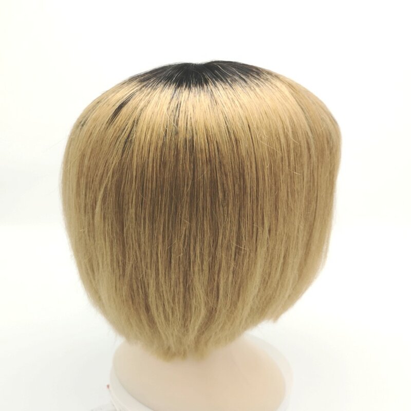 Parrucca di capelli umani biondi Ombre con frangia parrucche di fascia bionda fragola radice nera naturale 1B/27 parrucche a due tonalità per belle donne