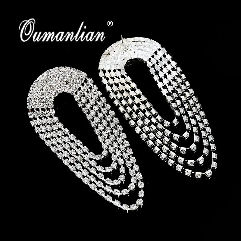2021 Trend Luxus Funkelnden Kristall Silber-Überzogene Baumeln Ohrringe für Frauen Strass Einfache Braut Hochzeit Party E144