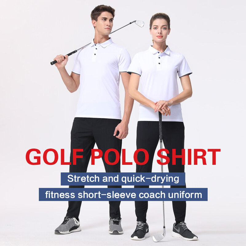 Kaus Pria Musim Panas Kaus Polo Berkerah Cepat Kering Pakaian Golf Kaus Olahraga Lengan Pendek Pakaian Golf Poliester Kasual Luar Ruangan